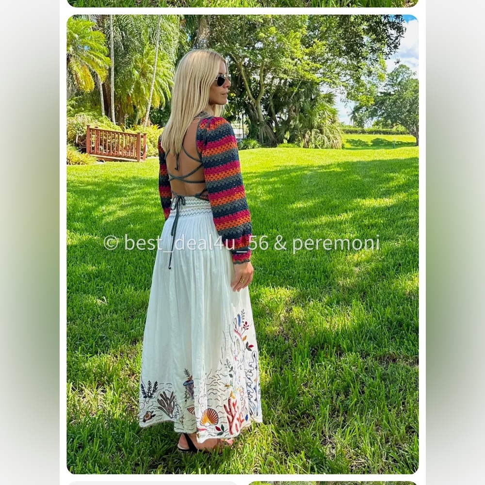 Zara LONG EMBROIDERED SKIRT Ecru - Picture 2 of 6